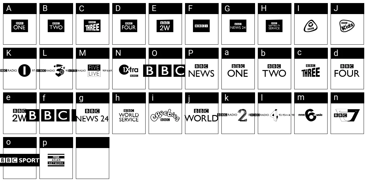 Download BBC TV Channel Logos Regular Font Free - FontFreeDownload.com