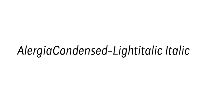 AlergiaCondensed-Lightitalic Italic Font Preview
