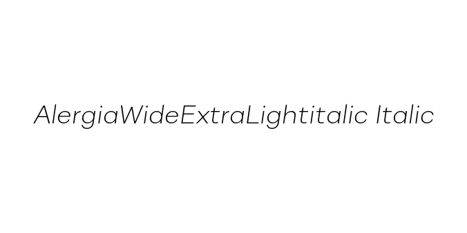 AlergiaWideExtraLightitalic Italic Font Preview
