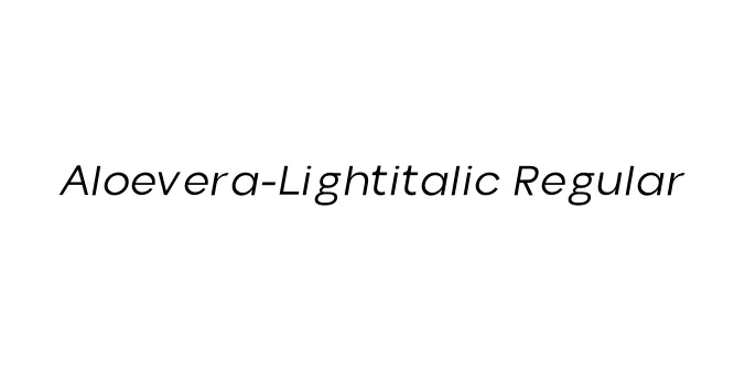 Aloevera-Lightitalic Regular Font Preview