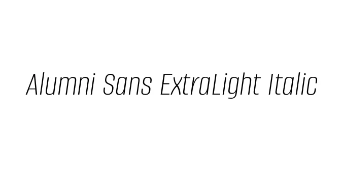 Alumni Sans ExtraLight Italic Font Preview