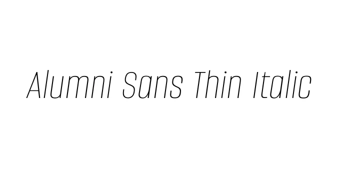 Alumni Sans Thin Italic Font Preview