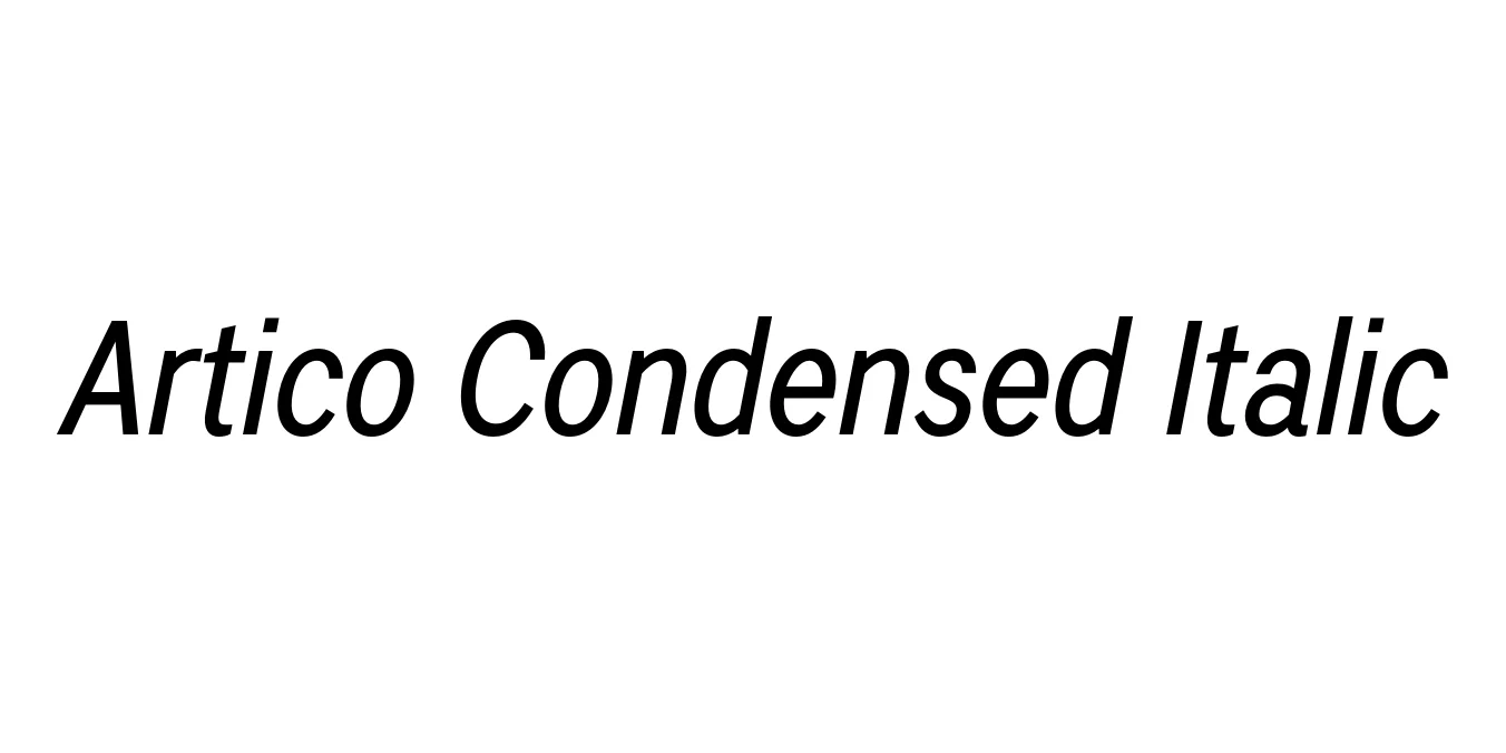 Artico Condensed Italic Font Preview