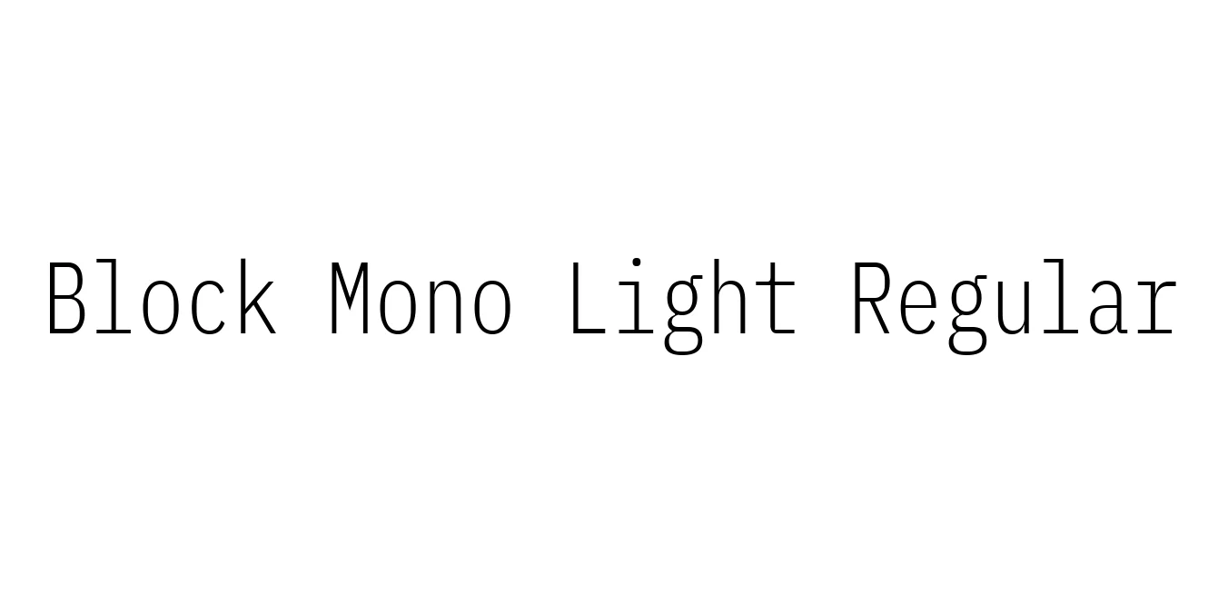 Block Mono Light Regular Font Preview