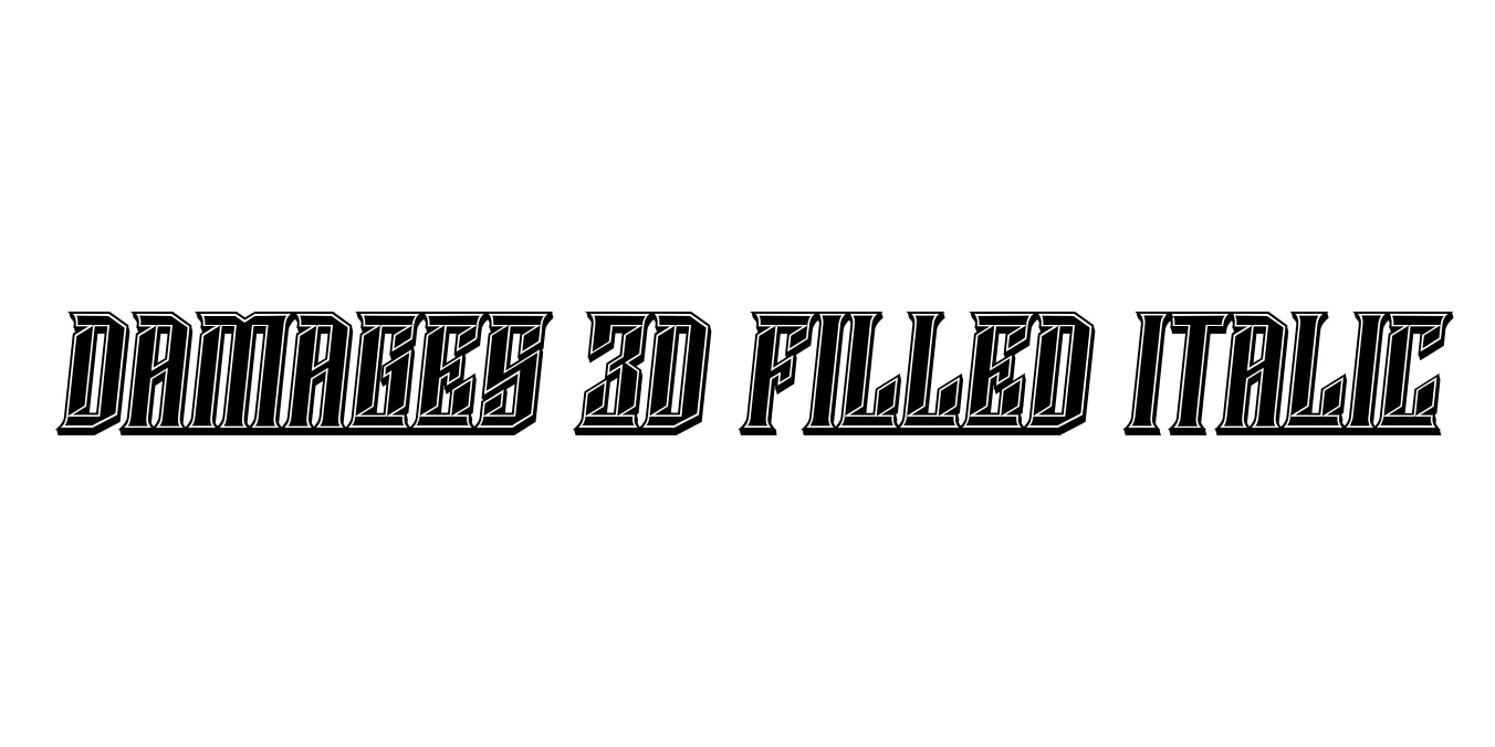 Damages 3D Filled Italic Font Preview