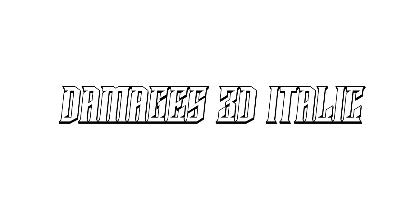Damages 3D Italic Font Preview