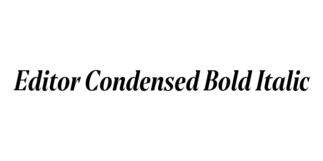 Editor Condensed Bold Italic Font Preview