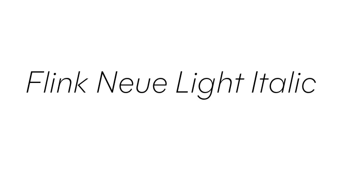 Flink Neue Light Italic Font Preview