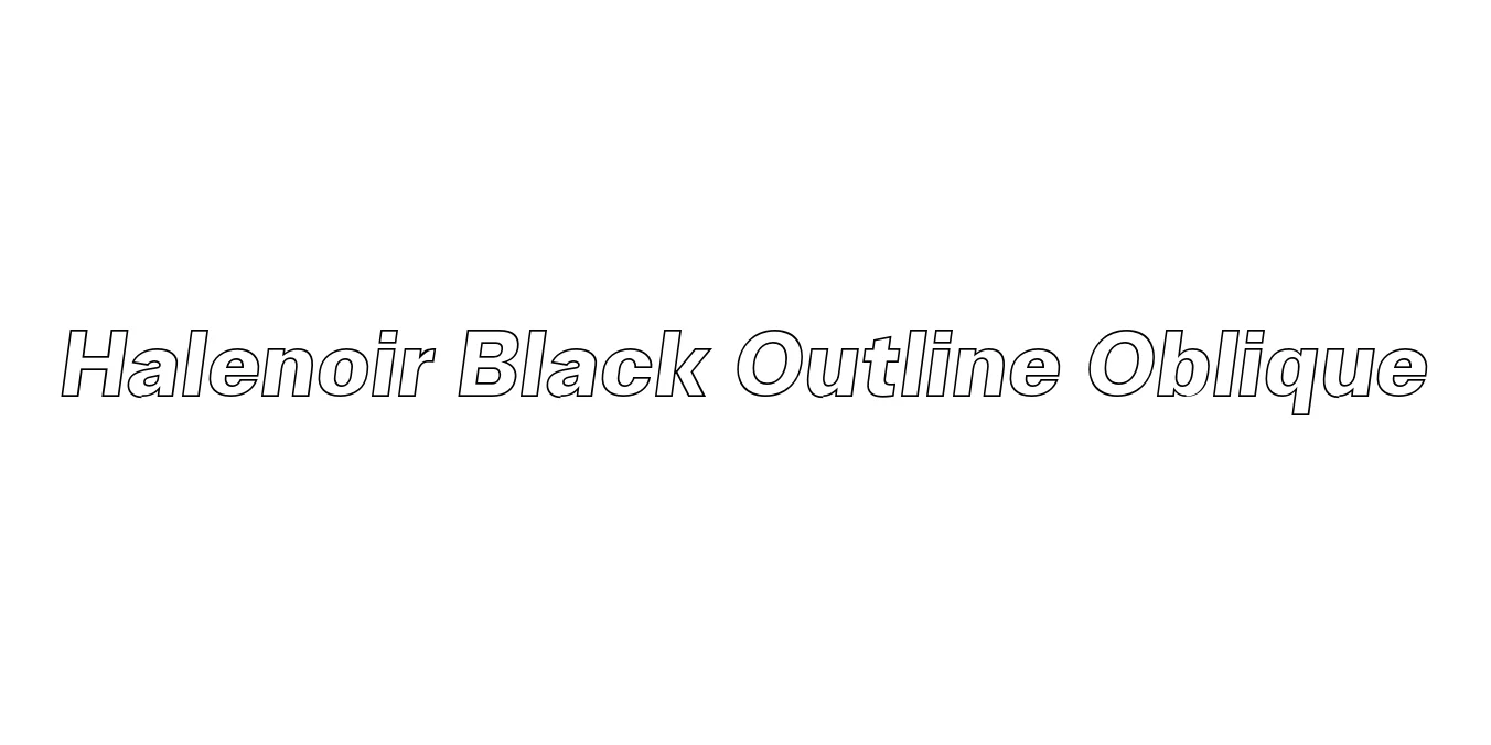 Halenoir Black Outline Oblique Font Preview