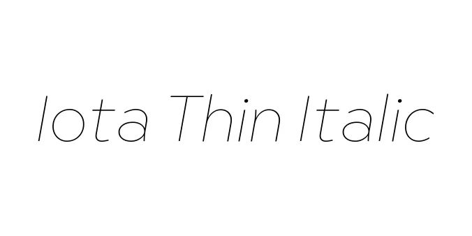 Iota Thin Italic Font Preview