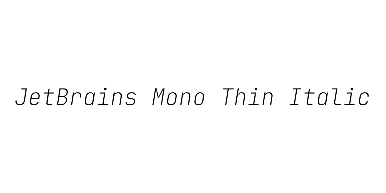 JetBrains Mono Thin Italic Font Preview