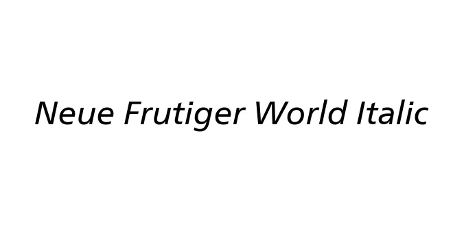 Neue Frutiger World Italic Font Preview