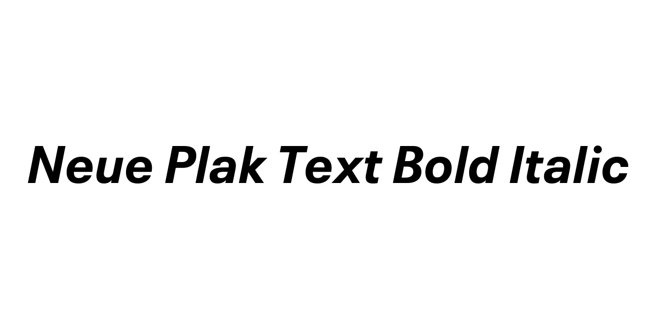 Neue Plak Text Bold Italic Font Preview