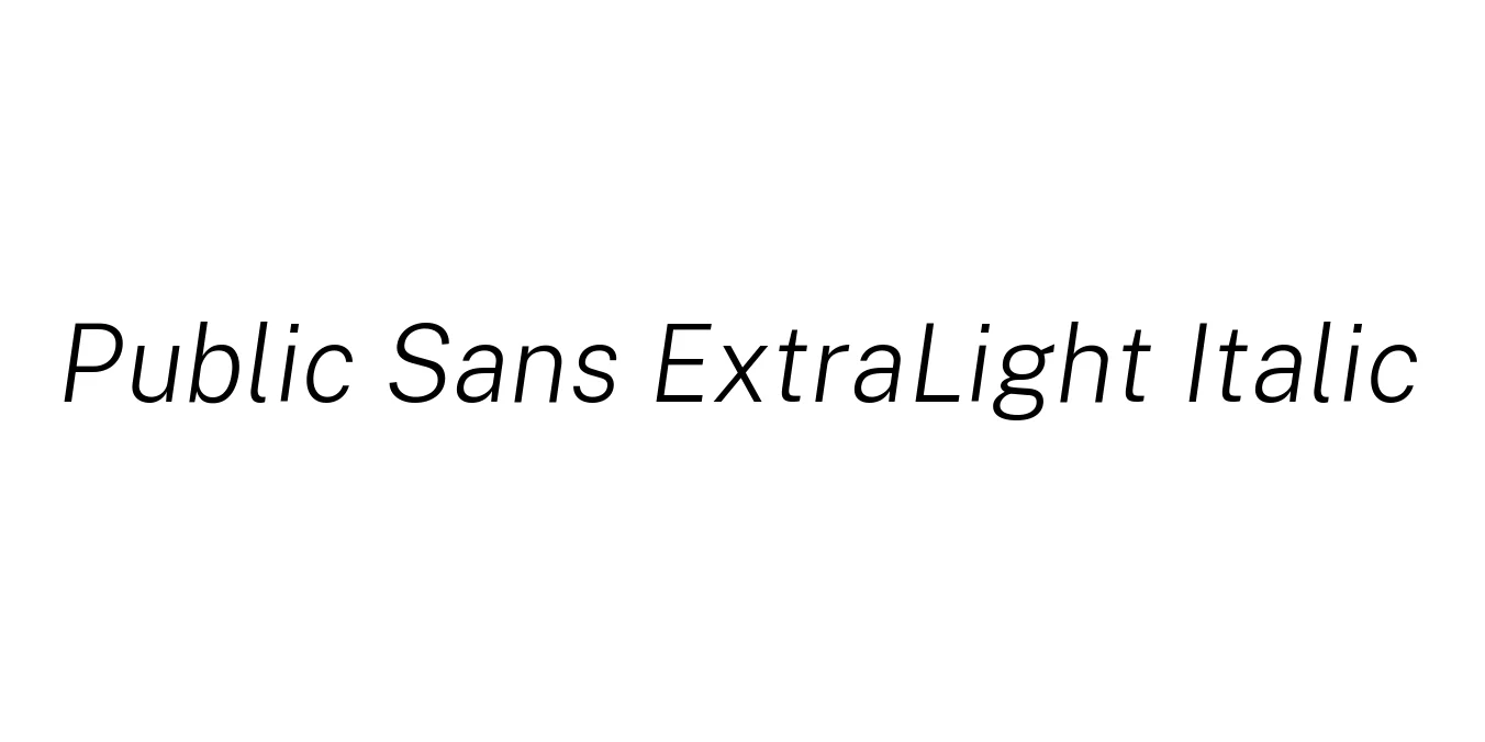 Public Sans ExtraLight Italic Font Preview