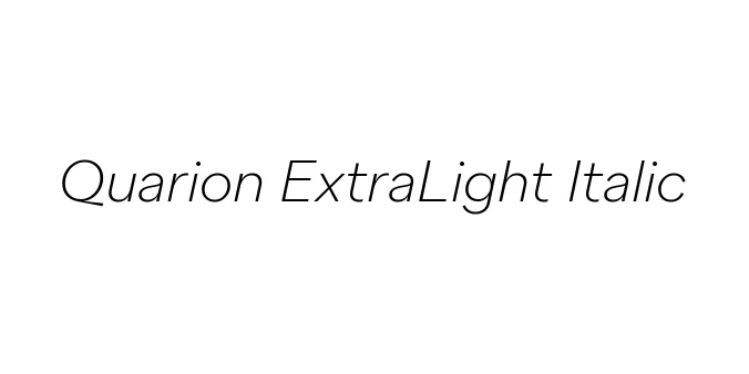 Quarion ExtraLight Italic Font Preview