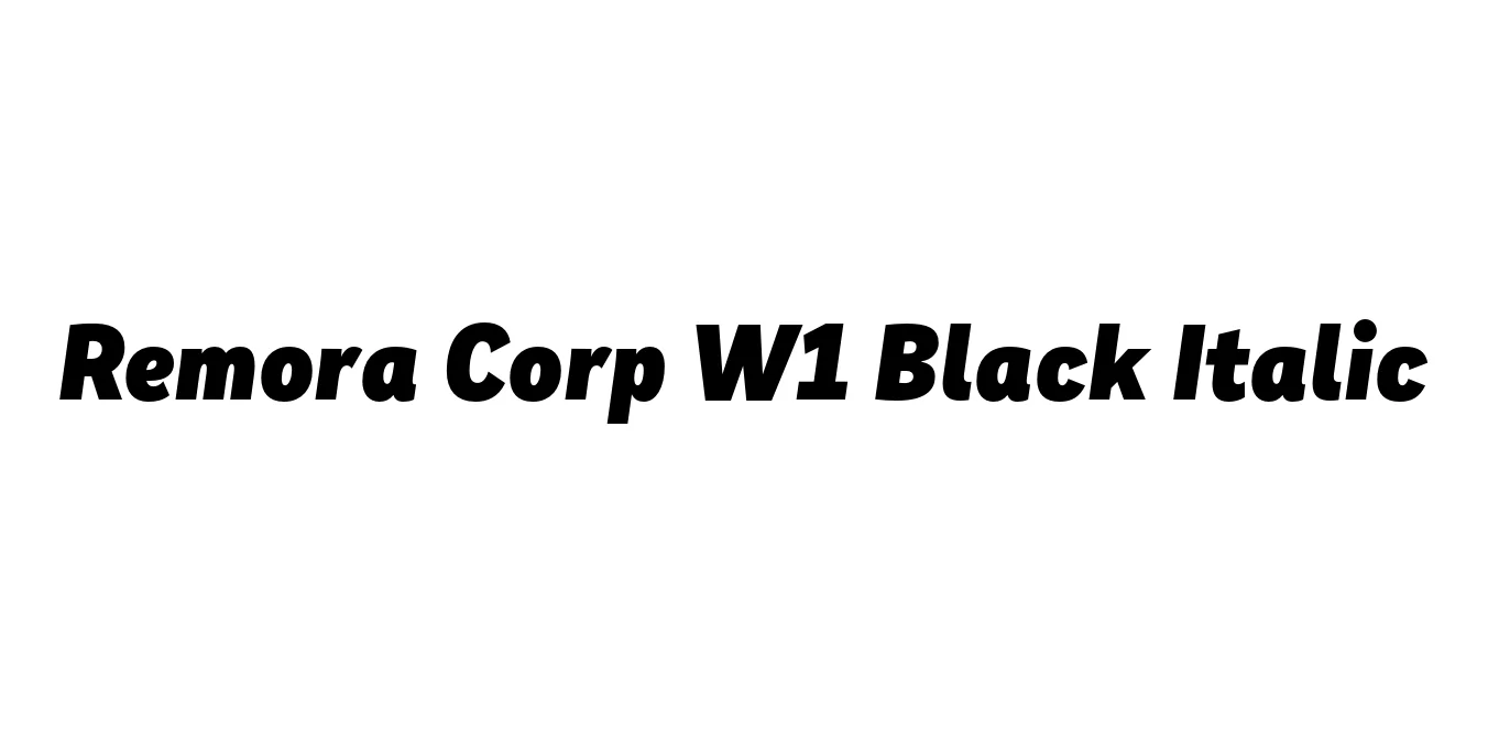 Remora Corp W1 Black Italic Font Preview