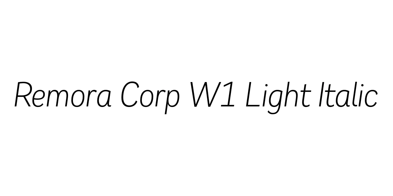 Remora Corp W1 Light Italic Font Preview