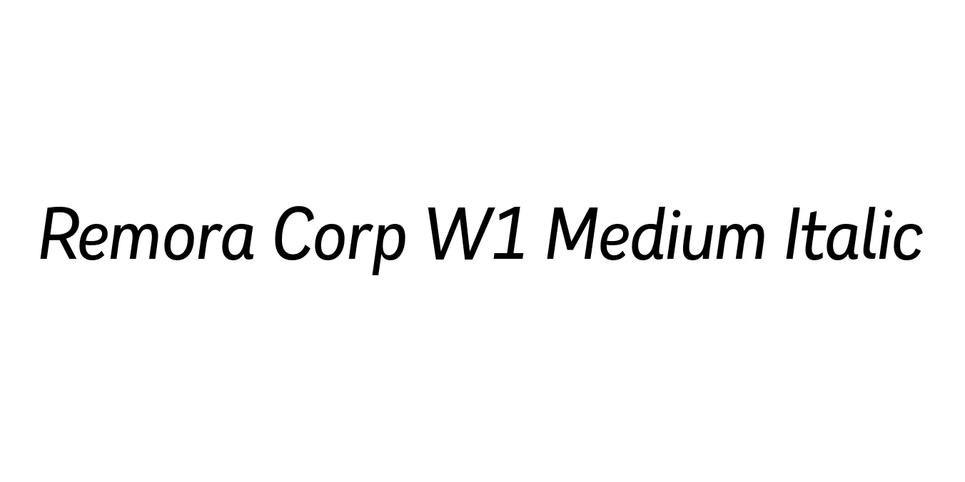 Remora Corp W1 Medium Italic Font Preview