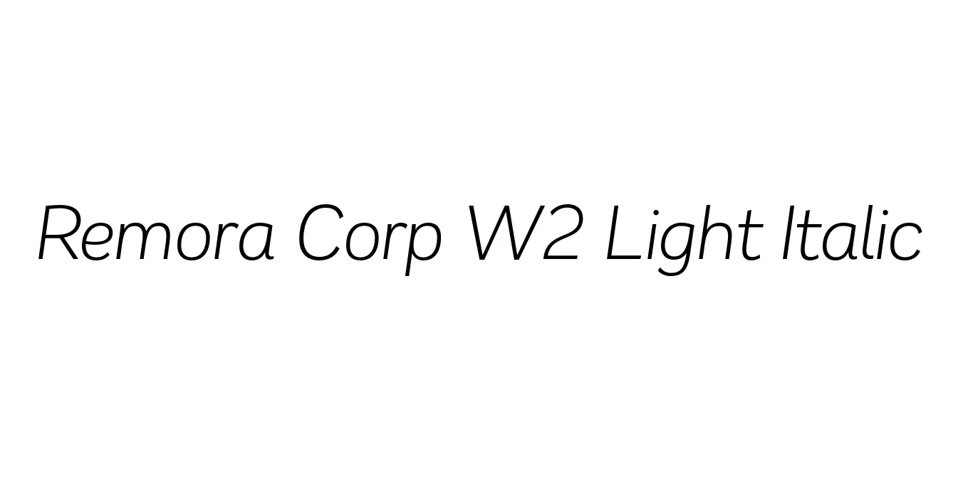 Remora Corp W2 Light Italic Font Preview