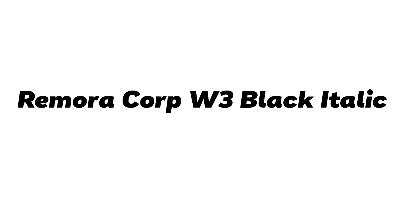 Remora Corp W3 Black Italic Font Preview
