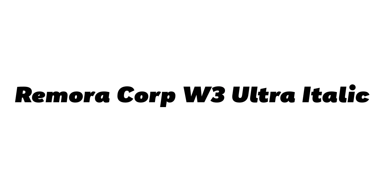 Remora Corp W3 Ultra Italic Font Preview
