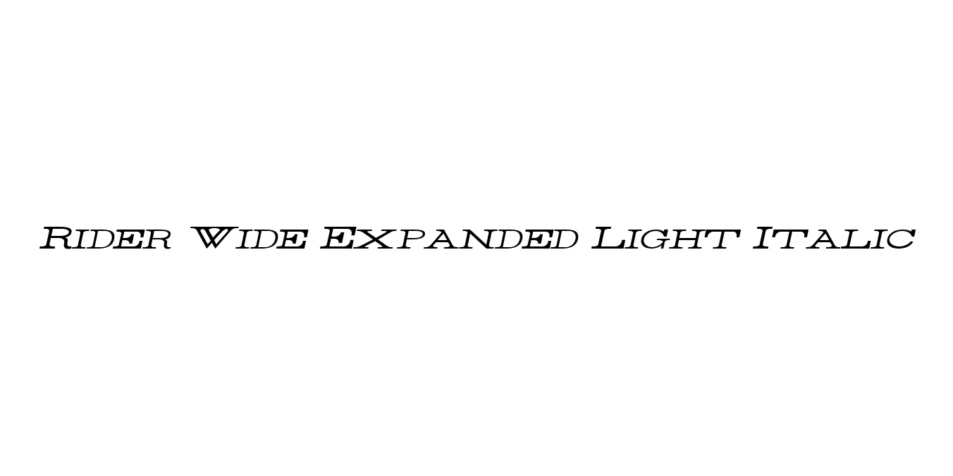 Rider Wide Expanded Light Italic Font Preview