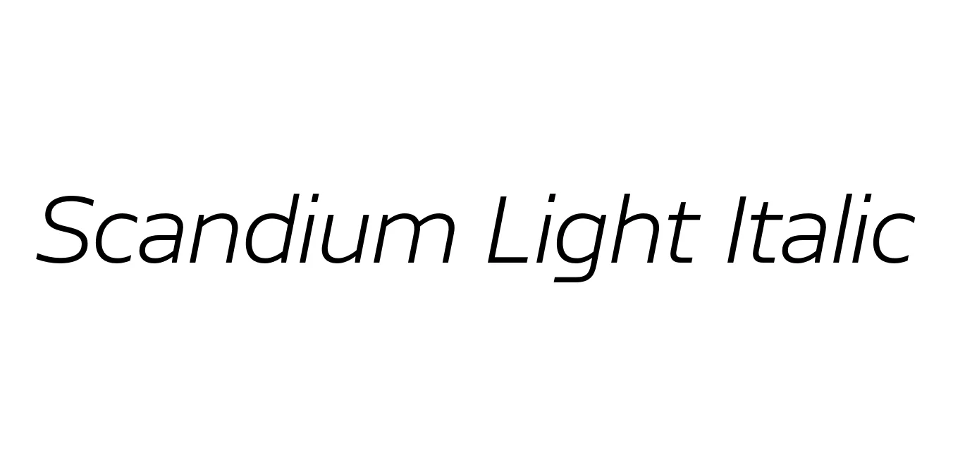 Scandium Light Italic Font Preview