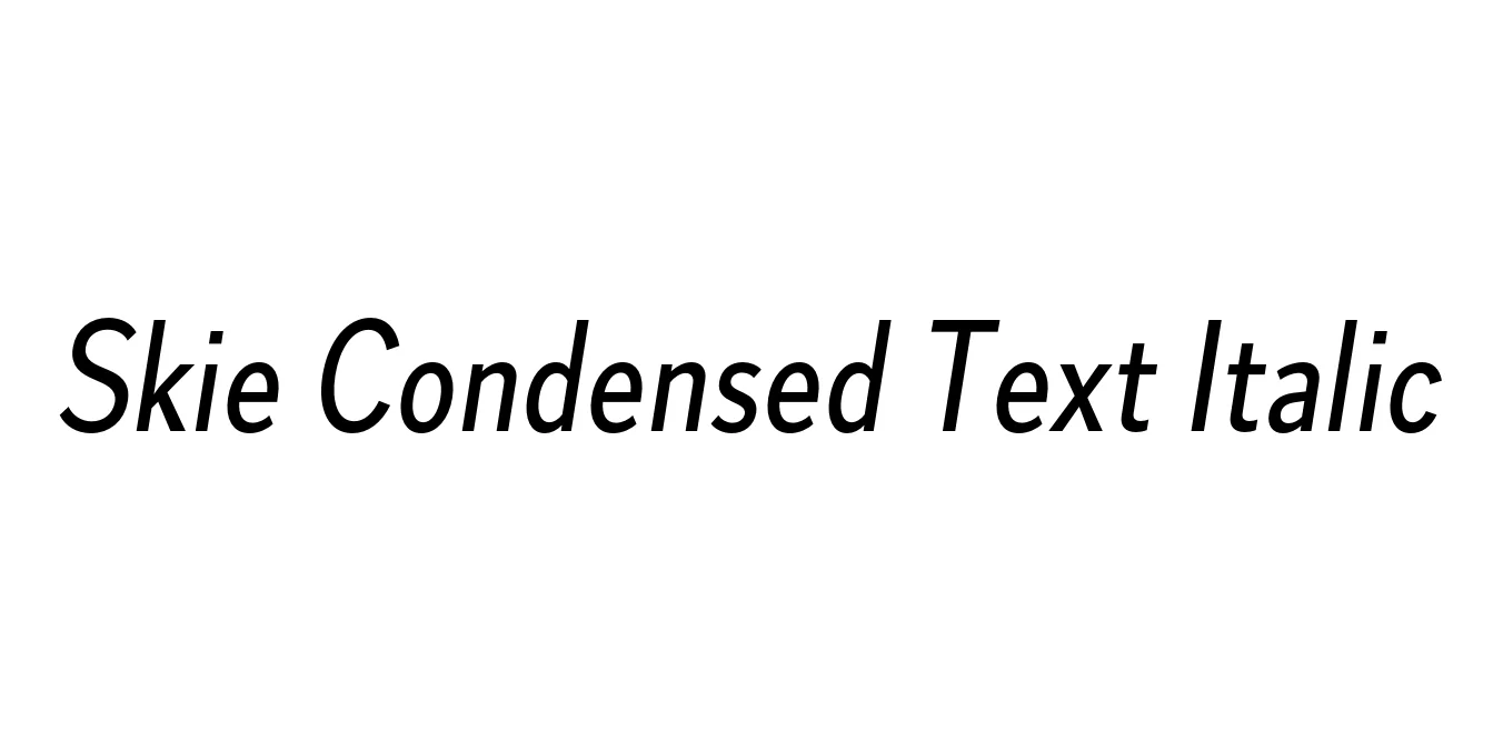 Skie Condensed Text Italic Font Preview