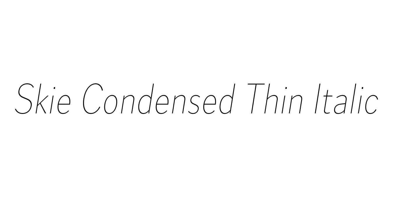 Skie Condensed Thin Italic Font Preview