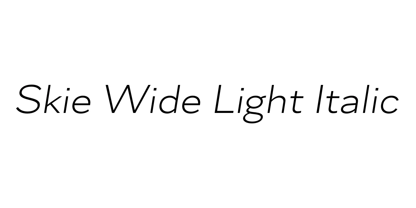 Skie Wide Light Italic Font Preview