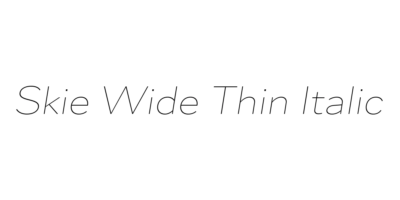 Skie Wide Thin Italic Font Preview