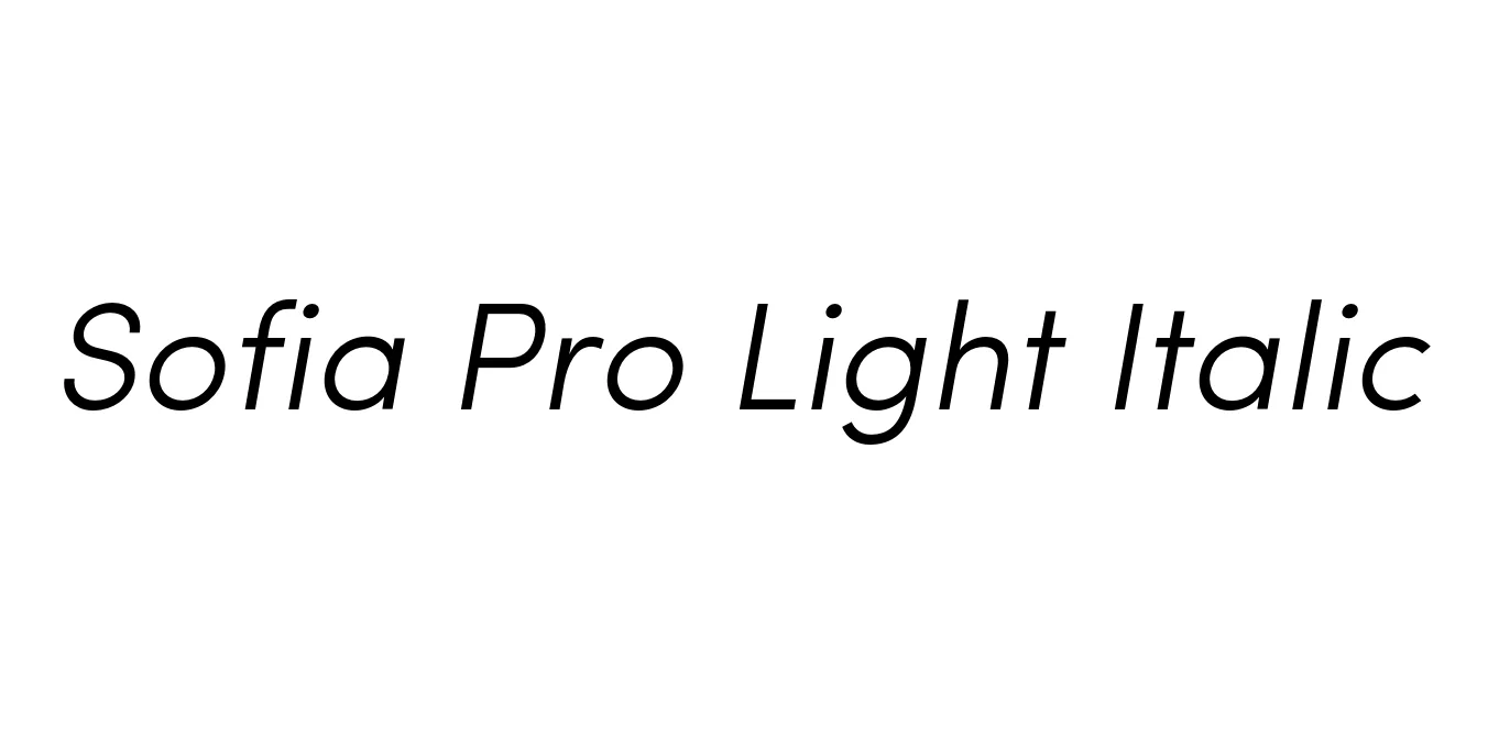 Sofia Pro Light Italic Font Preview