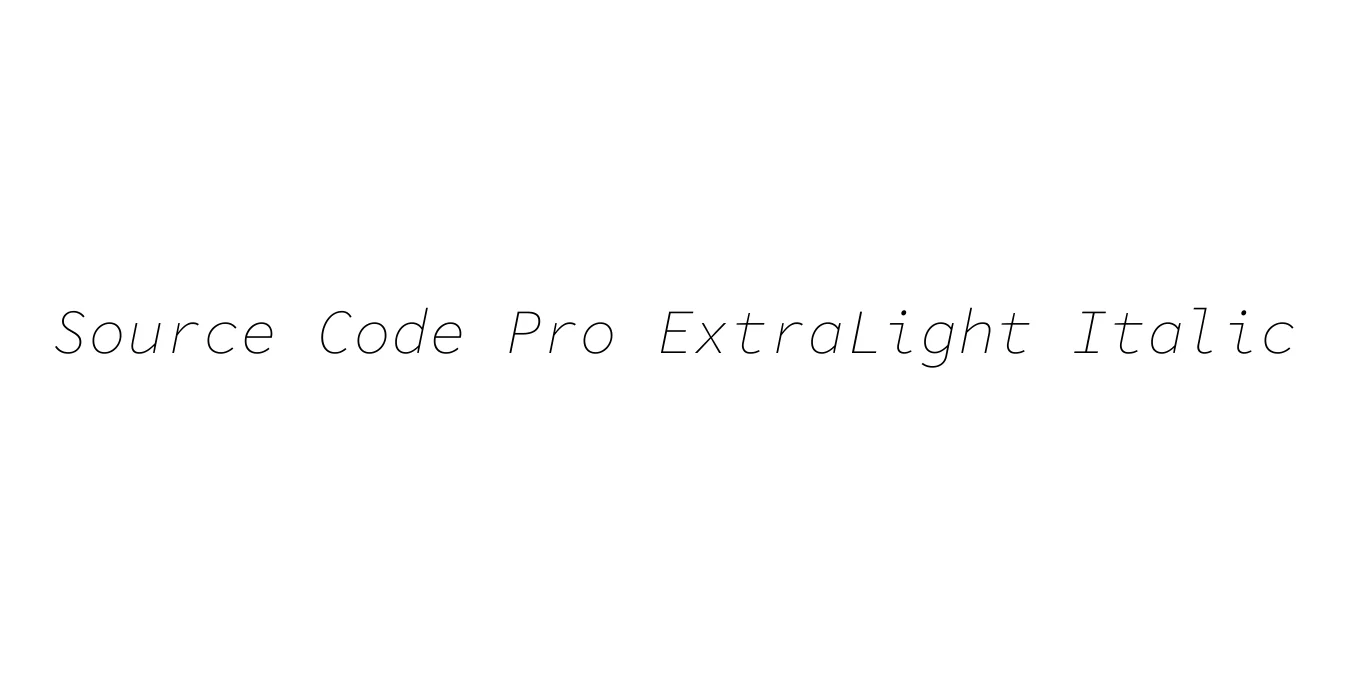Source Code Pro ExtraLight Italic Font Preview