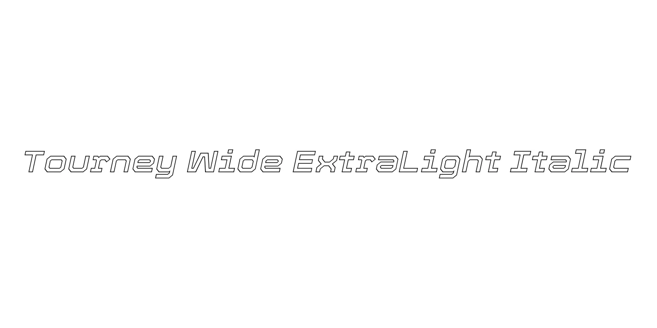 Tourney Wide ExtraLight Italic Font Preview