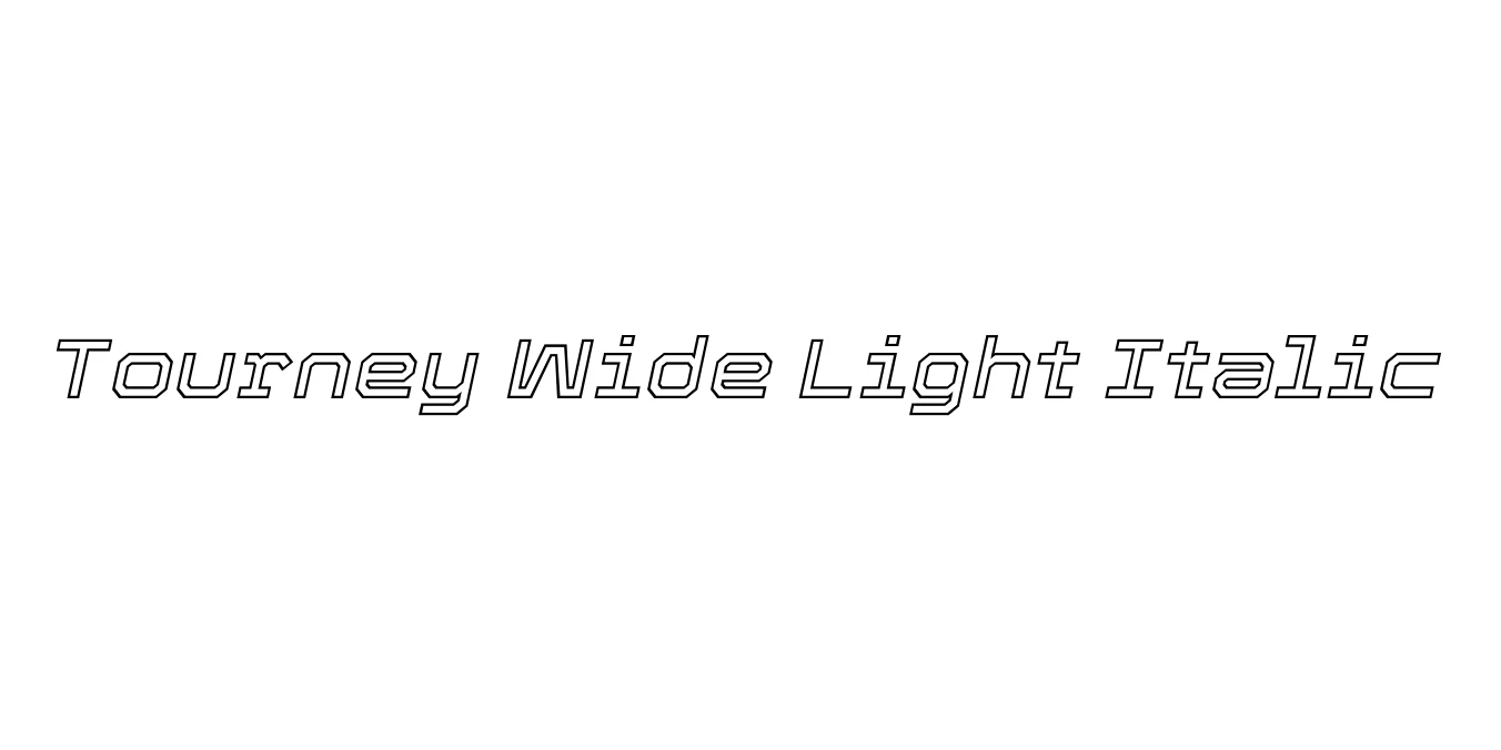 Tourney Wide Light Italic Font Preview