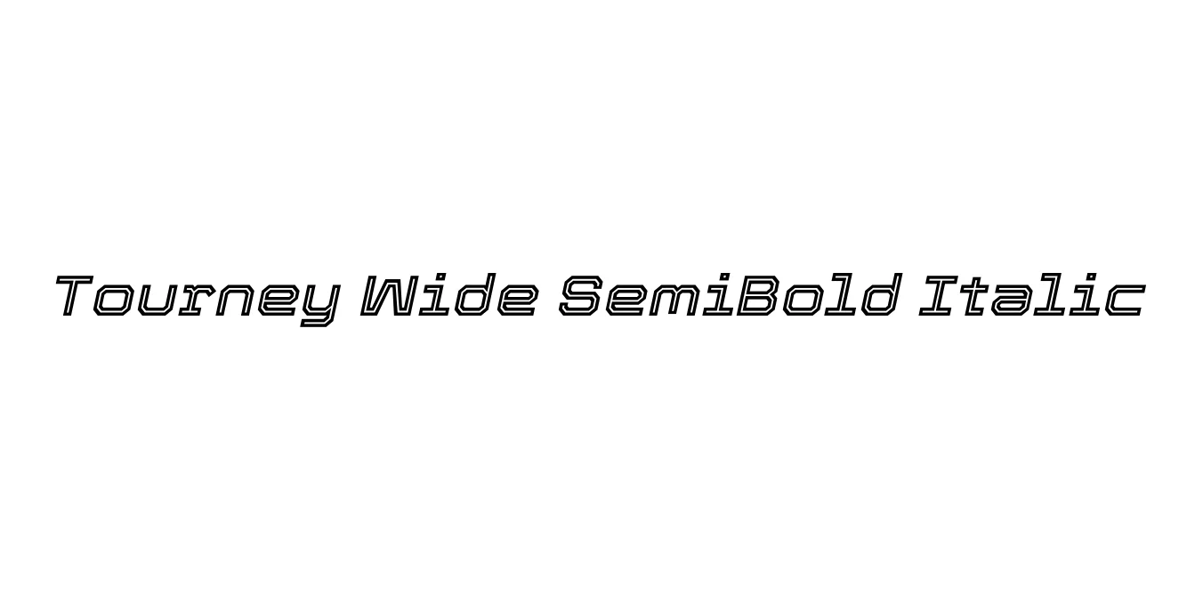 Tourney Wide SemiBold Italic Font Preview