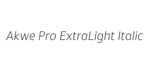 Akwe Pro ExtraLight Italic Font