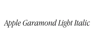 Apple Garamond Light Italic Font