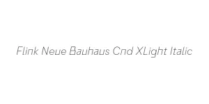 Flink Neue Bauhaus Cnd XLight Italic Font