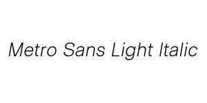 Metro Sans Light Italic Font